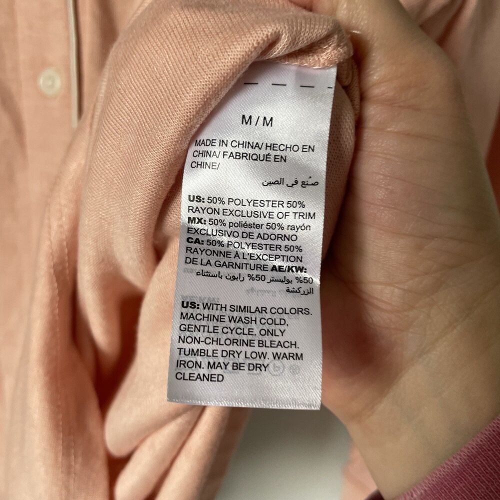 Soma Double Knit Notch Collar Pajama Lougewear Top Rose Blush Women's Medium - Picture 7 of 9
